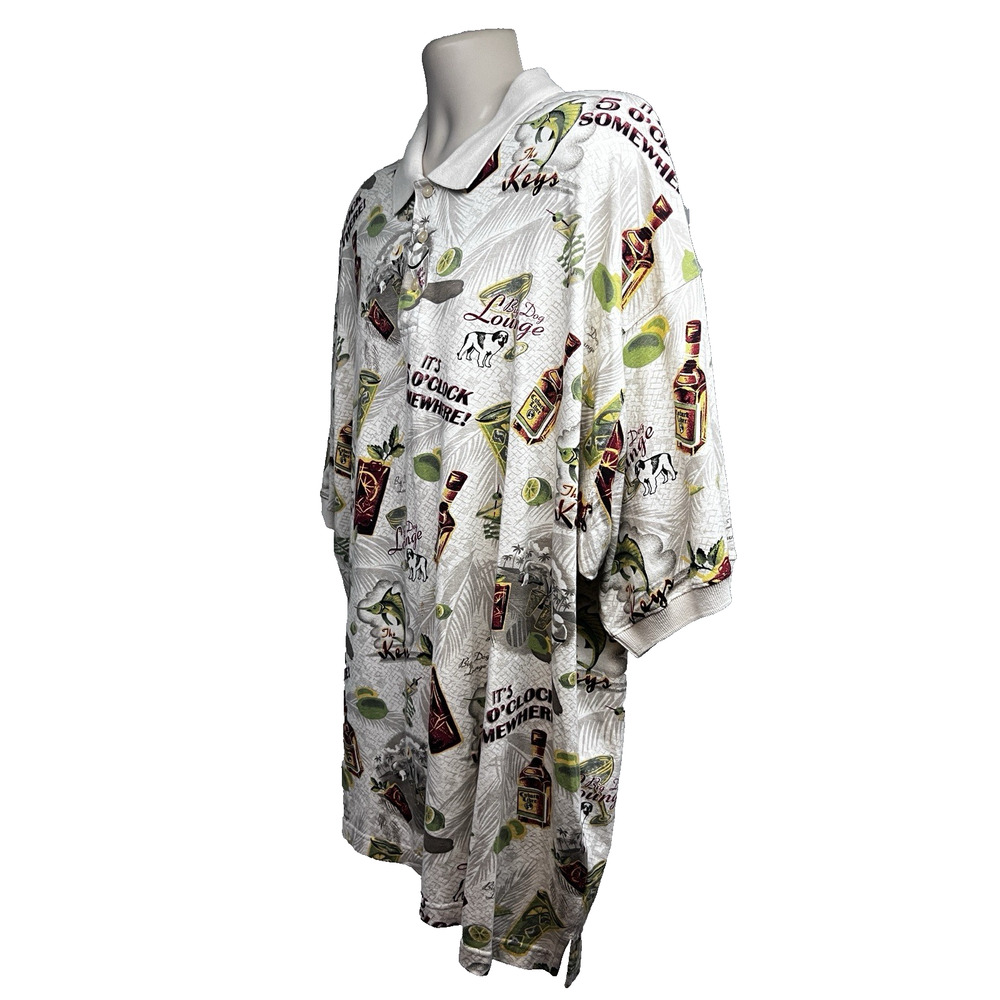 Big Dogs Men All Over Print Polo Shirt 3X Tiki Cocktails Its 5 O'Clock Somewhere - Picture 3 of 7